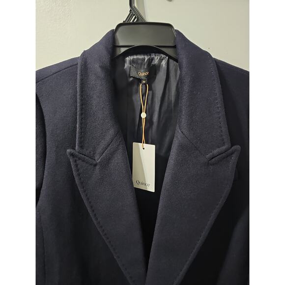 NWT Quince Italian Wool Double Breasted Coat Womens Medium Navy MSRP 190 - Picture 8 of 12